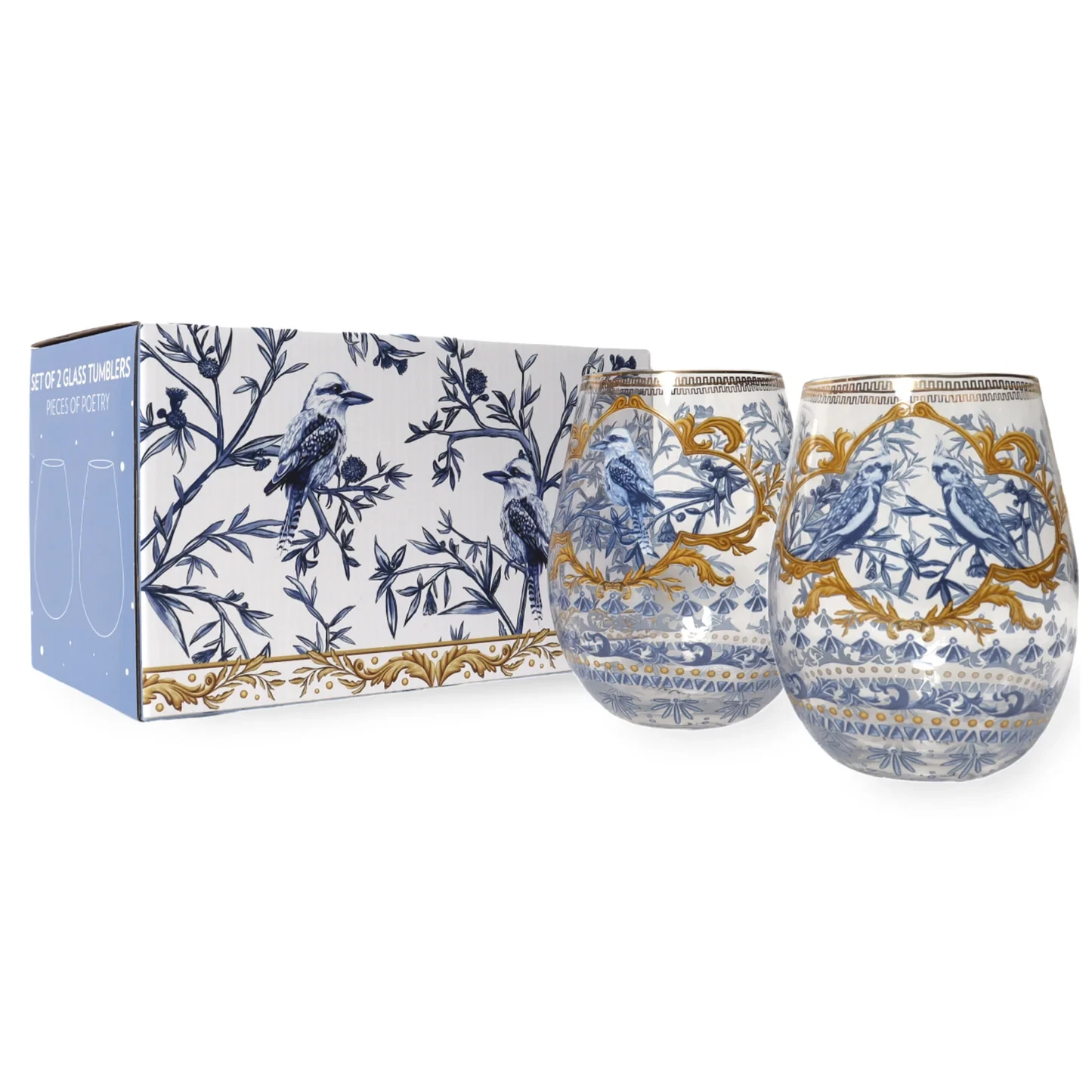 Set of 2 Glass Tumblers - Pieces of Poetry