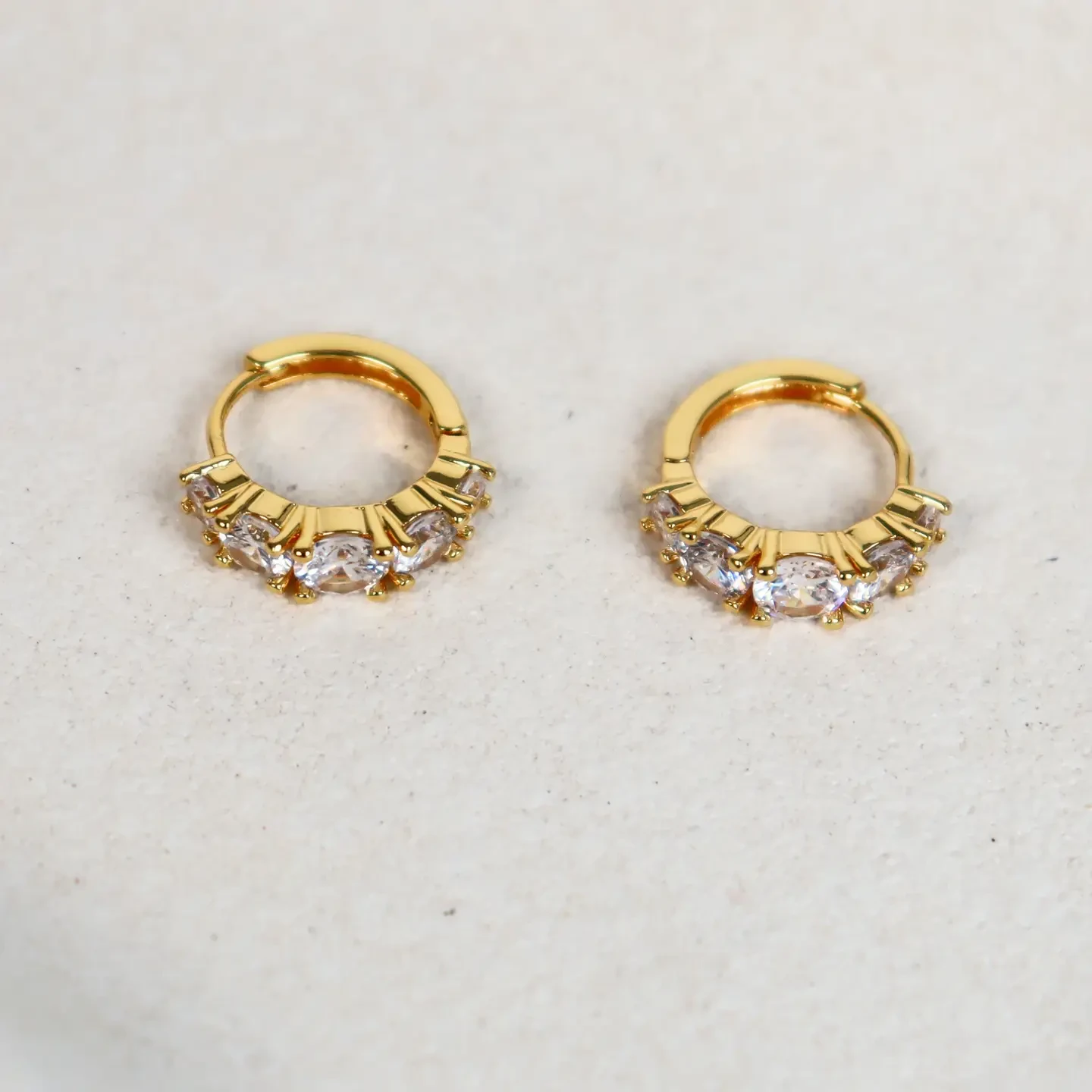 Birch Crystal 18k Gold Plated Huggies