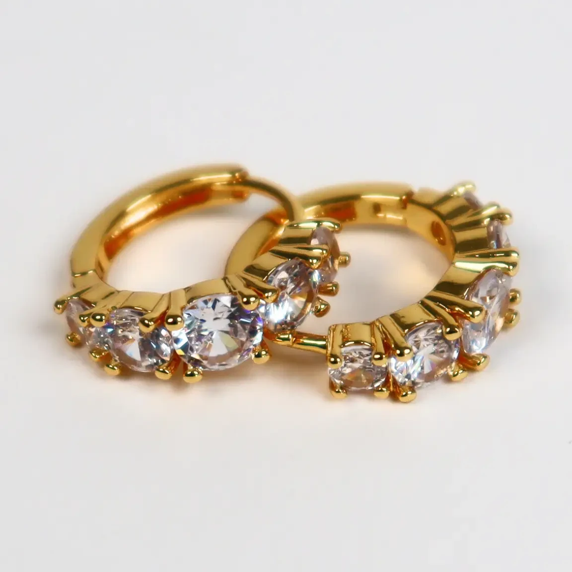 Birch Crystal 18k Gold Plated Huggies