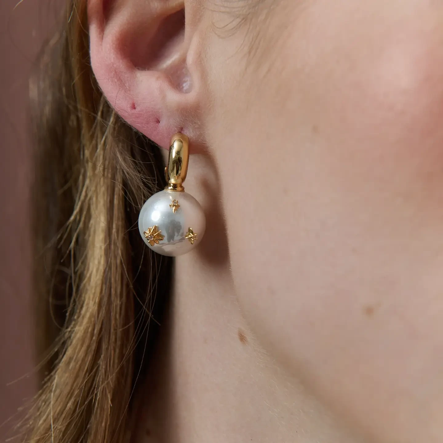 Layla Pearl Ball 18K Gold Plated Earrings